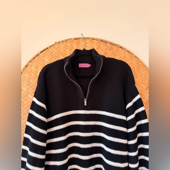 EDIKTED WOMEN BRETONS STRIPE QUARTER ZIP SWEATER NAUTICAL FISHERMANCORE PREPPY - Picture 11 of 16